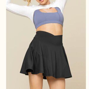 POPFLEX Crisscross Hourglass® Twirl Skort (Longer) - Black L (Large)